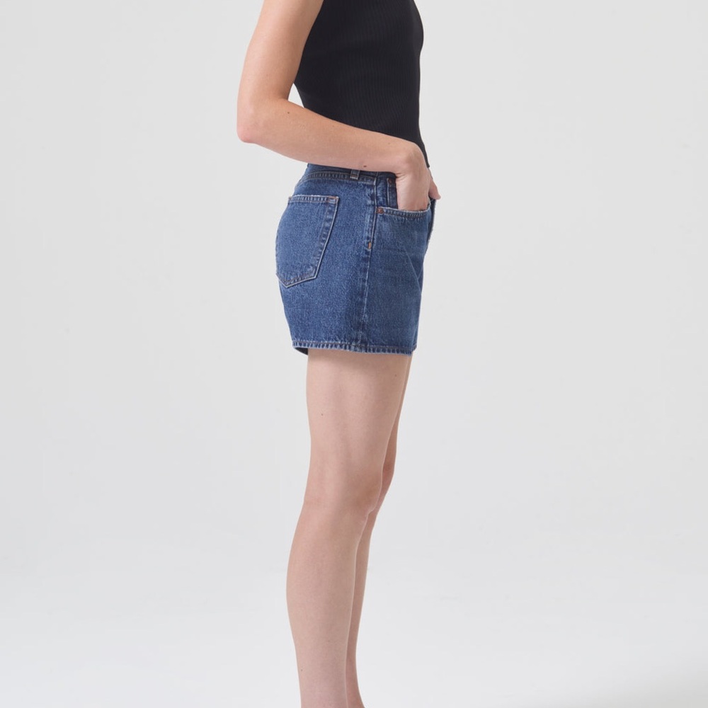 Agolde Parker Long short Dark Blue Denim Jean Shorts - Picture 5 of 5
